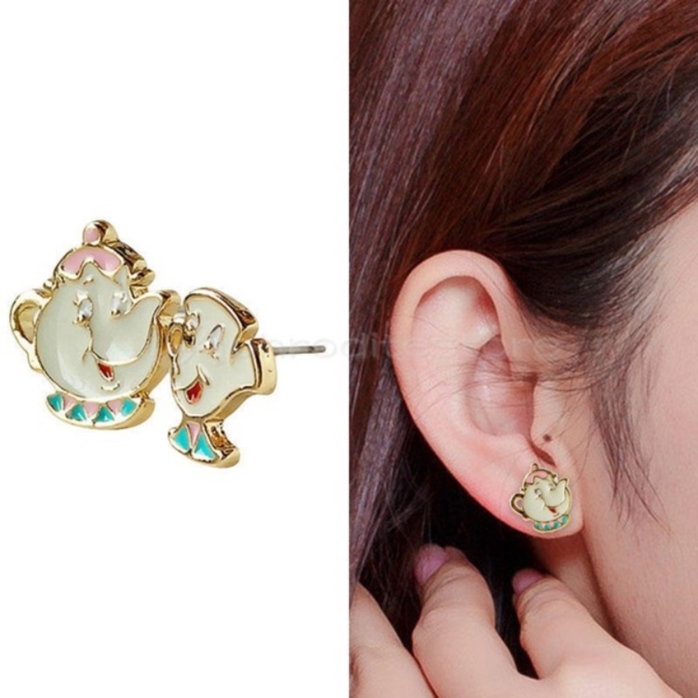 Disney Earrings Mrs Potts & Chip - beauty & beast - Picture 2 of 4